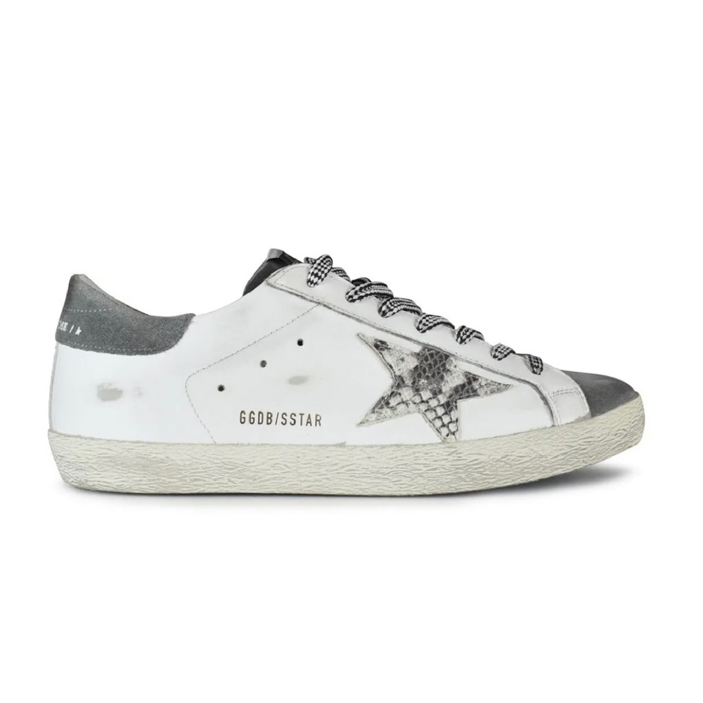Golden goose gray suede and python super star sneakers